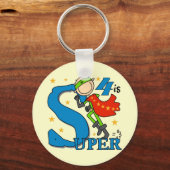 スーパーヒーローボーイ4th誕生日Tシャツとギフト キーホルダー (正面)