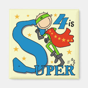 スーパーヒーローボーイ4th誕生日Tシャツとギフト マグネット