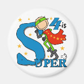 スーパーヒーローボーイ4th誕生日Tシャツとギフト マグネット (正面)