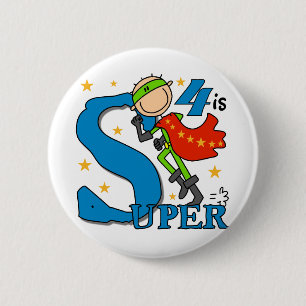 スーパーヒーローボーイ4th誕生日Tシャツとギフト 缶バッジ