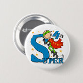 スーパーヒーローボーイ4th誕生日Tシャツとギフト 缶バッジ (正面&裏面)