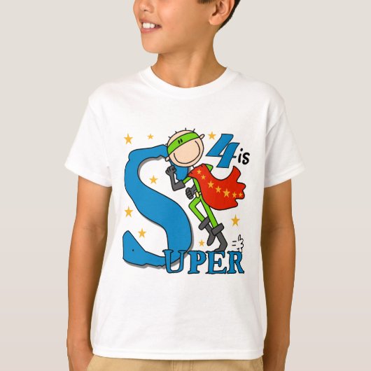 スーパーヒーローボーイ4th誕生日Tシャツとギフト Tシャツ (正面)