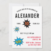 スーパーヒーローマッスルマンオレンジもっとも偉大おもしろい誕生日 招待状 (裏面)