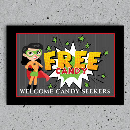 スーパーヒーローマムフリーキャンディハロウィーン ドアマット