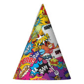 スーパーヒーローモノグラム誕生日サプライズキッズ パーティーハット (左)