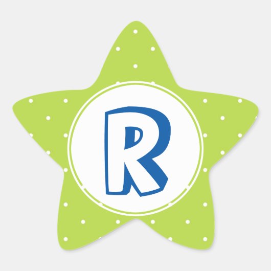 スーパーヒーローレッドイエロー水玉模様キッドモノグラム 星シール (正面)