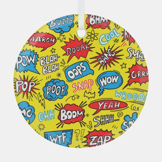 スーパーヒーロー佐賀:かわいい漫画柄 ガラスオーナメント (正面)