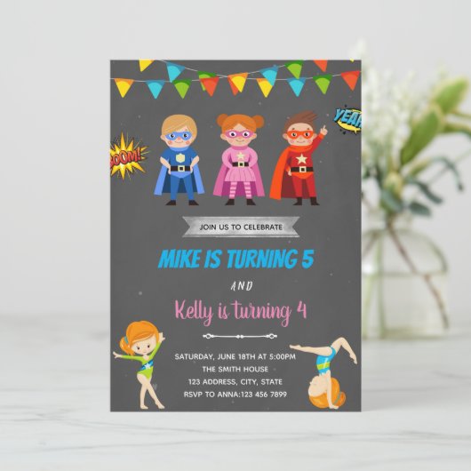 スーパーヒーロー体操合同パーティー招待状 招待状 (スタンド正面)