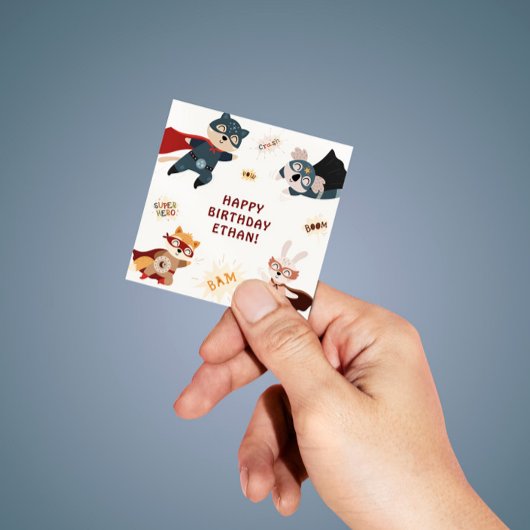 スーパーヒーロー動物 かわいいパーティー 動物 子供の誕生日 スクエアシール