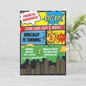 スーパーヒーロー呼び出し！漫画誕生日パーティー 招待状 (スタンド正面)