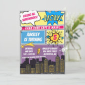 スーパーヒーロー呼び出し!漫画誕生日パーティー 招待状 (スタンド正面)