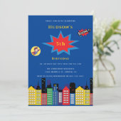 スーパーヒーロー変更可能年齢子供の誕生日招待状 招待状 (スタンド正面)