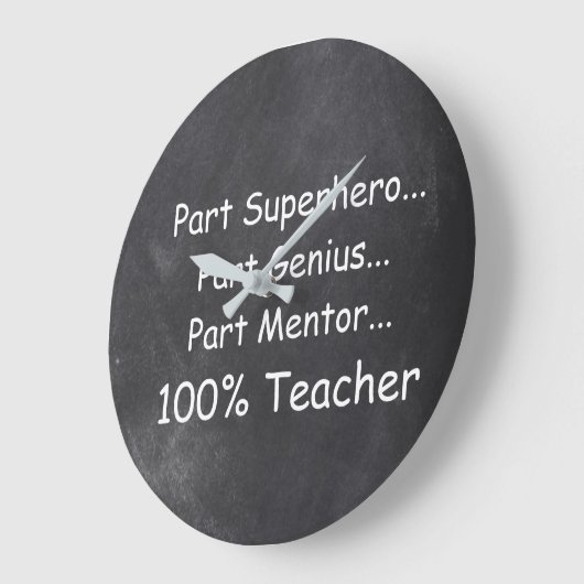 スーパーヒーロー天才メンター先生チャルクボードギフト ラージ壁時計 (傾斜)