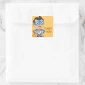 スーパーヒーロー子供の誕生日パーティーサンキューステッカー スクエアシール (バッグ)