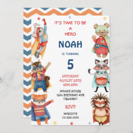 スーパーヒーロー少年の誕生日パーティーの招待 招待状