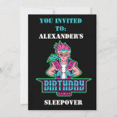 スーパーヒーロー少年ピンク&グリーンゲームアバターとマスク 招待状 (正面)