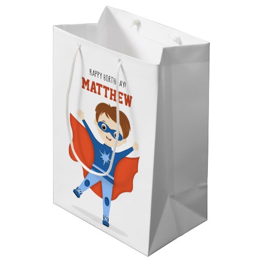 スーパーヒーロー少年 ミディアムペーパーバッグ (正面アングル)