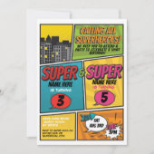 スーパーヒーロー招待共有ジョイントパーティーボーイズガールズ 招待状 (正面)