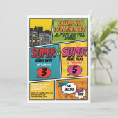 スーパーヒーロー招待状シェア共同パーティー少年少女 招待状 (スタンド正面)