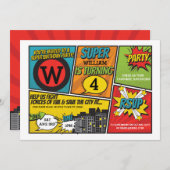 スーパーヒーロー招待状ヒすごいーロパーティー招待状 招待状 (正面/裏面)