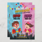 スーパーヒーロー招待状ピンクブルージョイントボーイガール 招待状