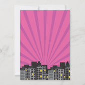 スーパーヒーロー招待状共有ジョイントパーティーピンク漫画 招待状 (裏面)