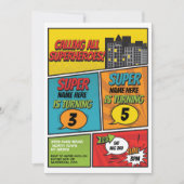 スーパーヒーロー招待状共有ジョイントパーティーボーイズ漫画 招待状 (正面)