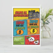 スーパーヒーロー招待状共有ジョイントパーティーボーイズ漫画 招待状 (スタンド正面)