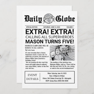 スーパーヒーロー新聞誕生日招待状 招待状