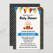 スーパーヒーロー水玉模様バンティンベビーシャワー 招待状 (正面/裏面)