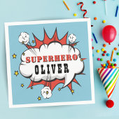 スーパーヒーロー漫画の吹き出し少年誕生日パーティー スタンダードカクテルナプキン