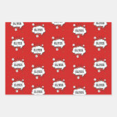 スーパーヒーロー漫画の吹き出し 赤い少年 名前 ラッピングペーパーシート (正面2)