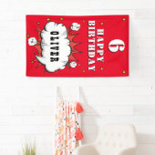 スーパーヒーロー漫画の雲 赤い少年 誕生日パーティー 横断幕 (インサイチュ)