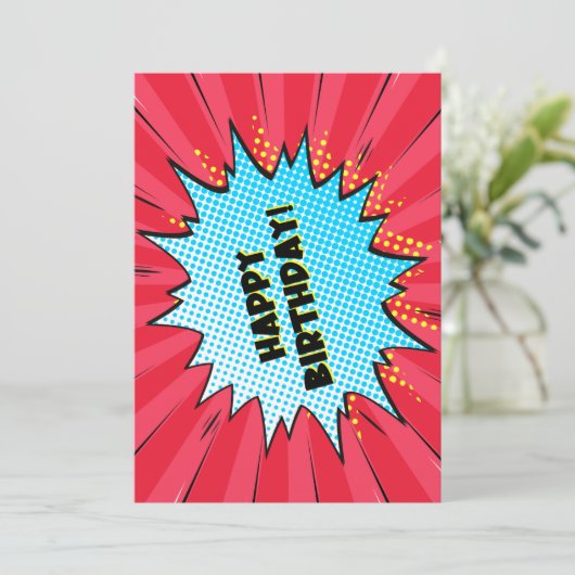 スーパーヒーロー漫画をテーマにした誕生日カード シーズンカード (スタンド正面)