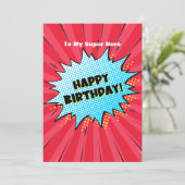 スーパーヒーロー漫画をテーマにした誕生日 招待状 (スタンド正面)