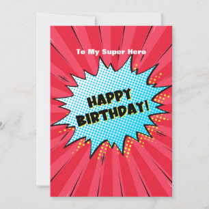 スーパーヒーロー漫画をテーマにした誕生日 招待状