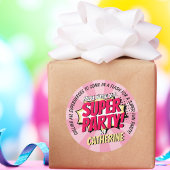 スーパーヒーロー漫画スタイルガール誕生日ピンク ラウンドシール
