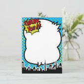 スーパーヒーロー漫画ストリップブルーサンキューノート サンキューカード (スタンド正面)