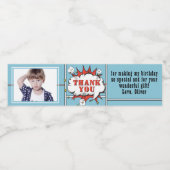 スーパーヒーロー漫画スピーチクラウドフォト誕生日 ペットボトルラベル (シングルラベル)