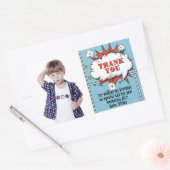 スーパーヒーロー漫画スピーチクラウドフォト誕生日 長方形シール (封筒)