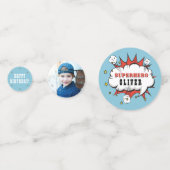 スーパーヒーロー漫画スピーチクラウドボーイバースデーパーティー コンフェッティ (裏面)