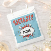 スーパーヒーロー漫画スピーチバブルハッピーバースデー フェイバーバッグ (クリップ留めされた状態)