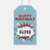 スーパーヒーロー漫画スピーチバブルボーイハッピーバースデー ギフトタグ (裏面)