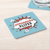 スーパーヒーロー漫画スピーチバブルボーイバースデーパーティー スクエアペーパーコースター (アングル)