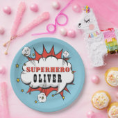 スーパーヒーロー漫画スピーチバブルボーイバースデーパーティー ペーパープレート (パーティー)