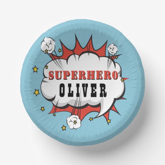 スーパーヒーロー漫画スピーチバブルボーイバースデーパーティー ペーパーボウル (正面)