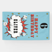 スーパーヒーロー漫画スピーチバブルボーイバースデーパーティー 横断幕 (横)