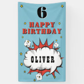 スーパーヒーロー漫画スピーチバブルボーイバースデーパーティー 横断幕 (縦)