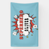 スーパーヒーロー漫画スピーチバブルボーイバースデーパーティー 横断幕 (縦)