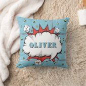 スーパーヒーロー漫画スピーチバブルボーイフォトスローピル クッション (ブランケット)